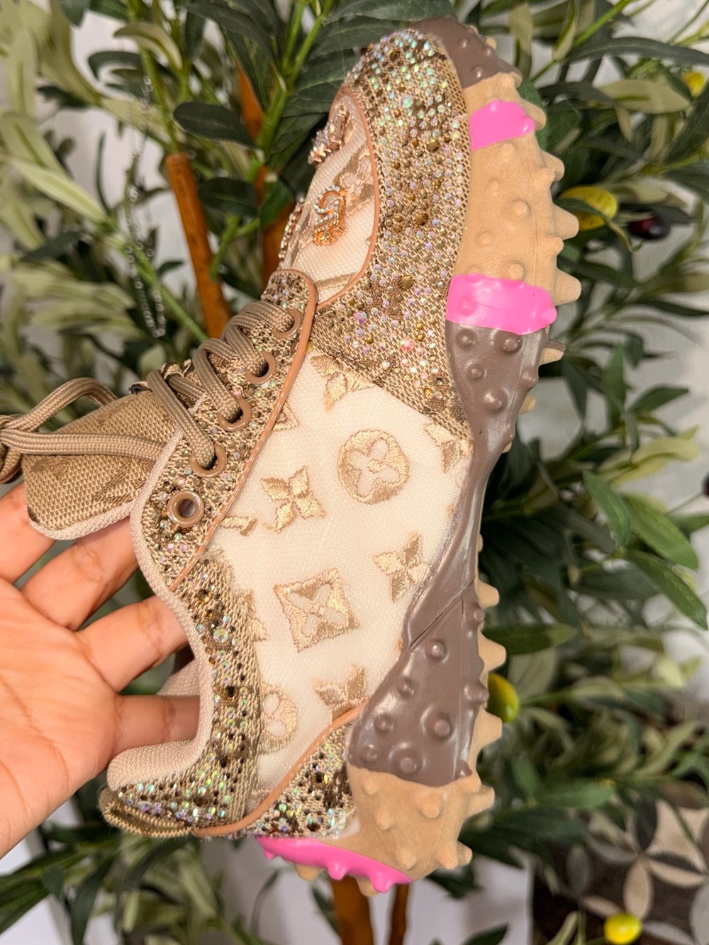 Gold Rhinestone Embellished Chunky Sneakers Size 36 – Brand New - Picture 12 of 16